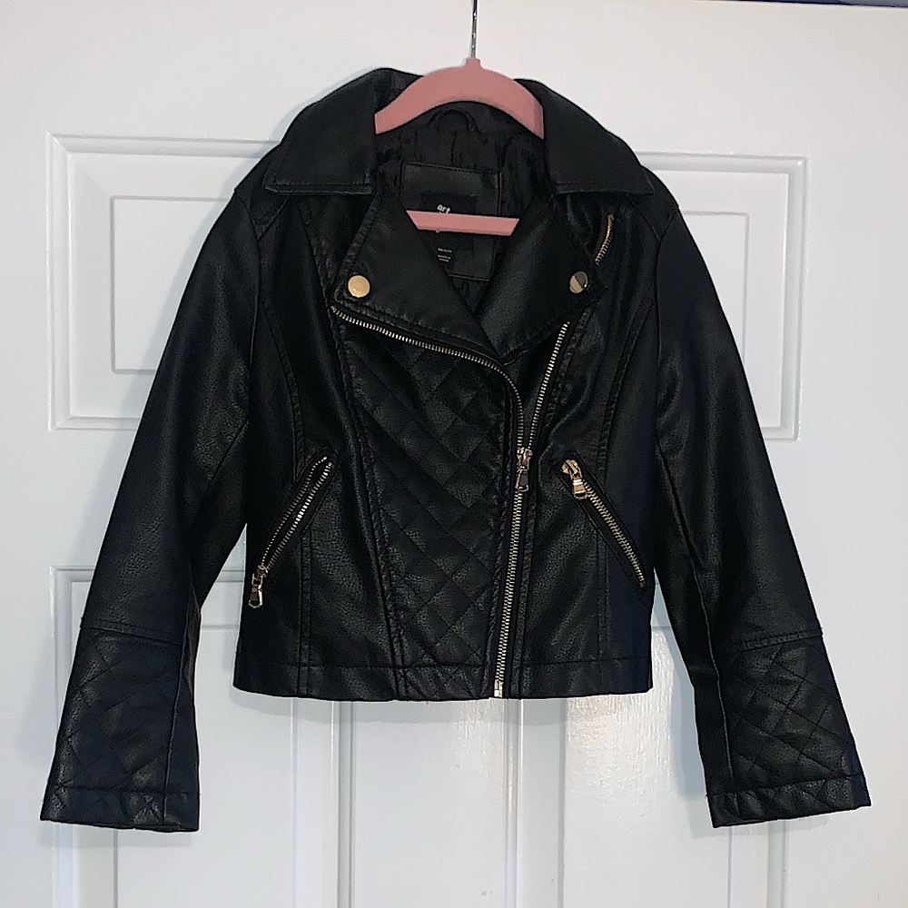 Girls faux leather moto jacket